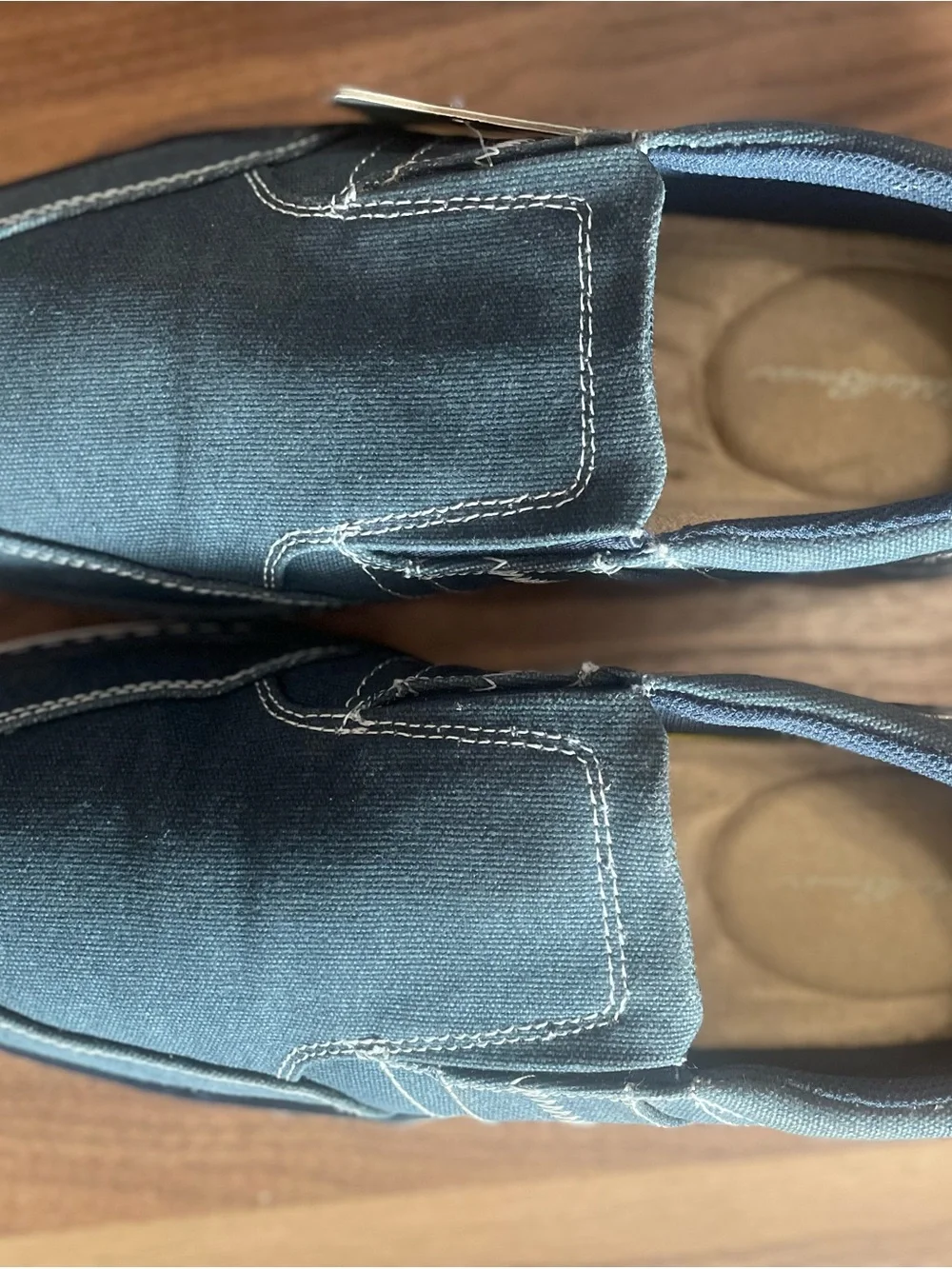 Eddie Bauer Men's Slip-On Canvas Shoes - Navy with White Stitching